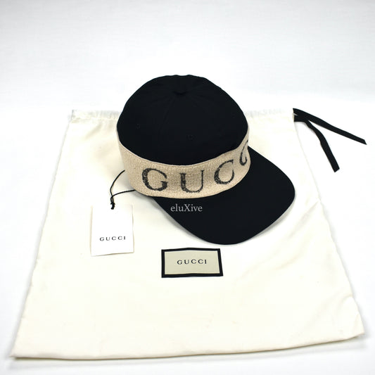 Gucci - Black Vintage Logo Headband Hat