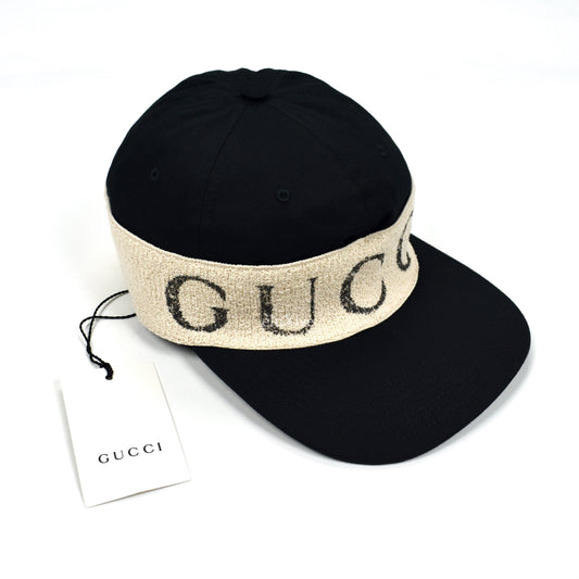 Gucci - Black Vintage Logo Headband Hat