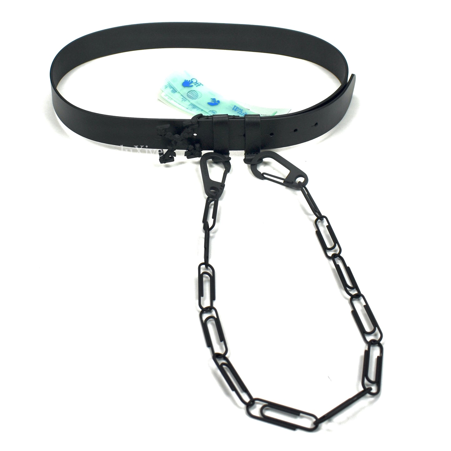 Off-White - Black Arrows Buckle Paperclip Chain Leather Belt