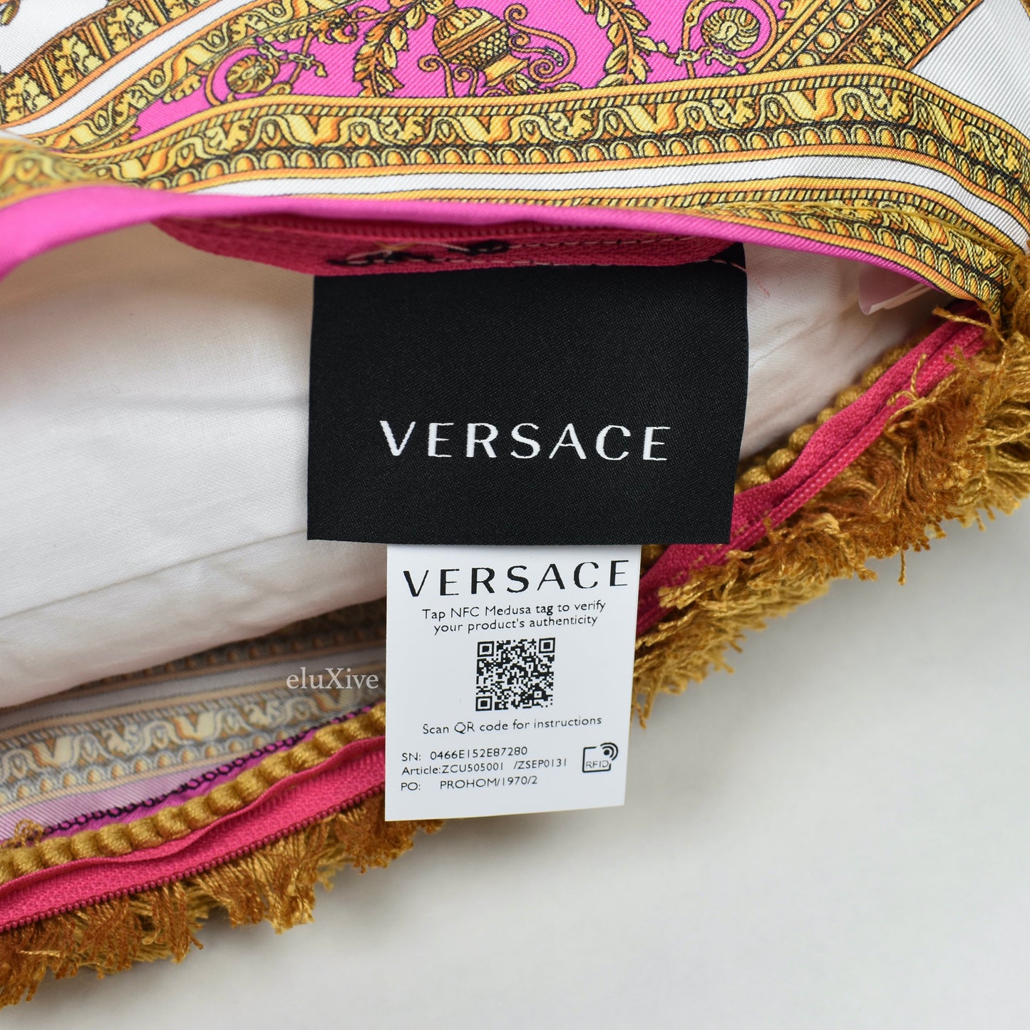 Versace - Pink Barocco Medusa Logo Silk Pillow