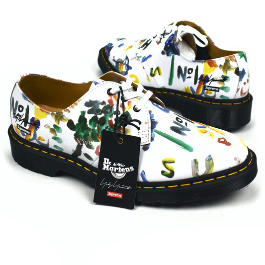 Supreme x Yohji Yamamoto x Dr. Martens - White Leather Paint Print 1461 3-Eye