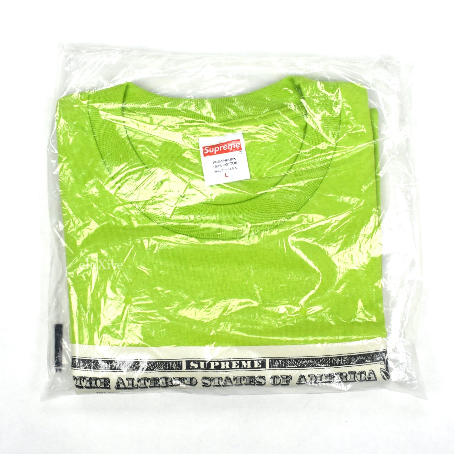 Supreme - Lime Green Dollar Bill Logo T-Shirt (FW17)