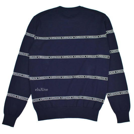 Versace - Logo Repeat Knit Crewneck Sweater (Navy)
