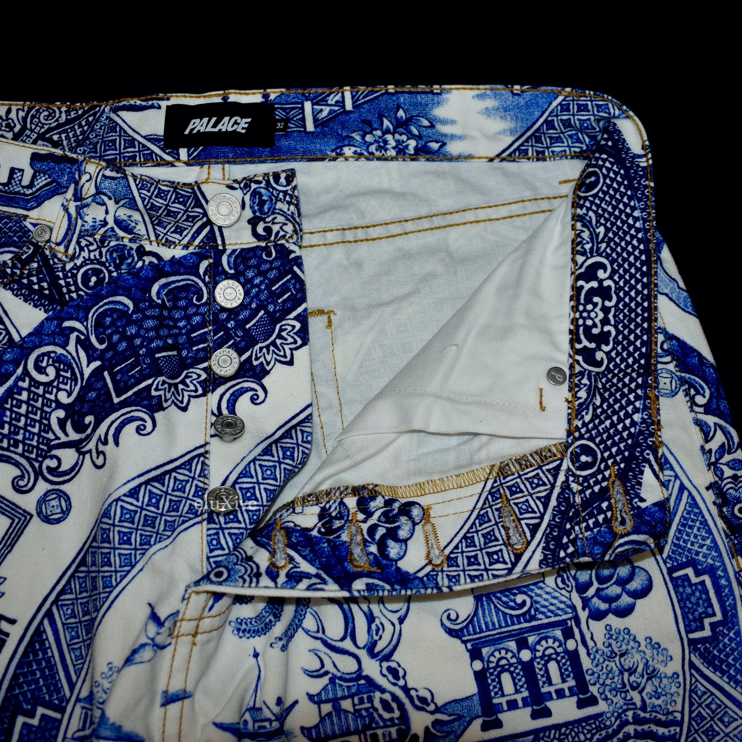 Palace - White / Blue China Plate Print Denim Jeans
