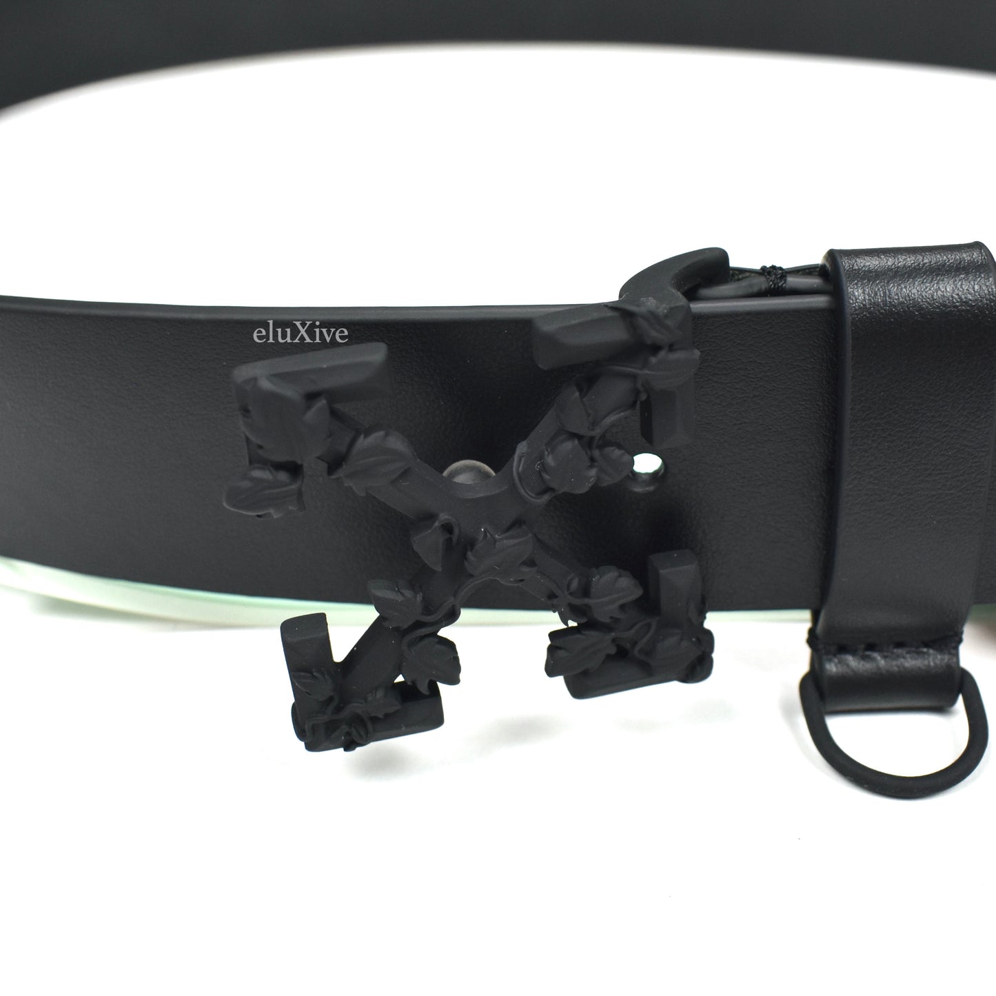 Off-White - Black Arrows Buckle Paperclip Chain Leather Belt