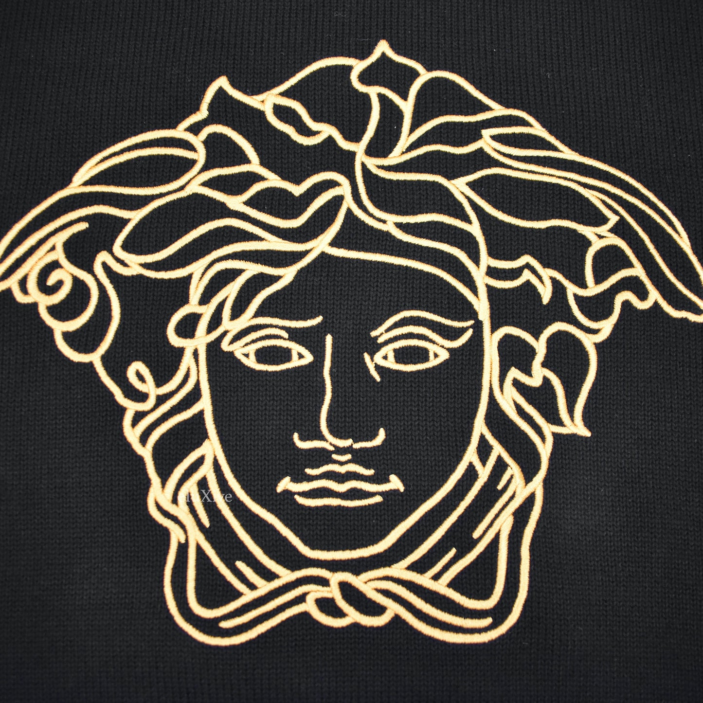 Versace - Gold Medusa Logo Embroidered Wool Sweater (Black)