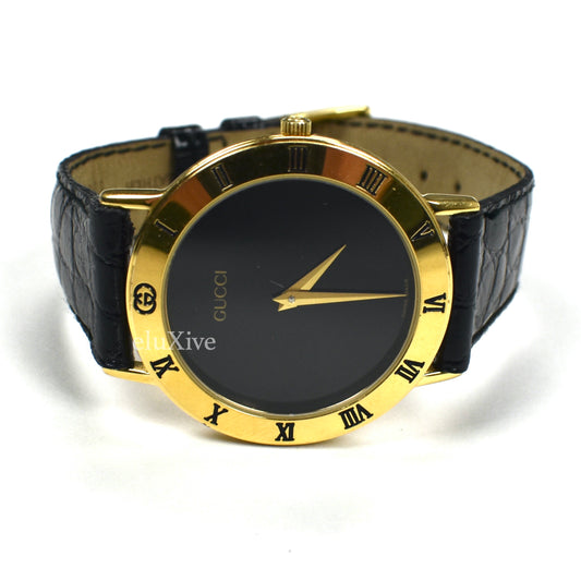 Gucci - 3000M Gold Black Dial Watch