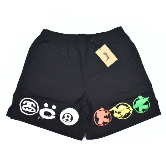 Cactus Plant Flea Market x Stussy - CPFM Black Logo Print Swim Shorts