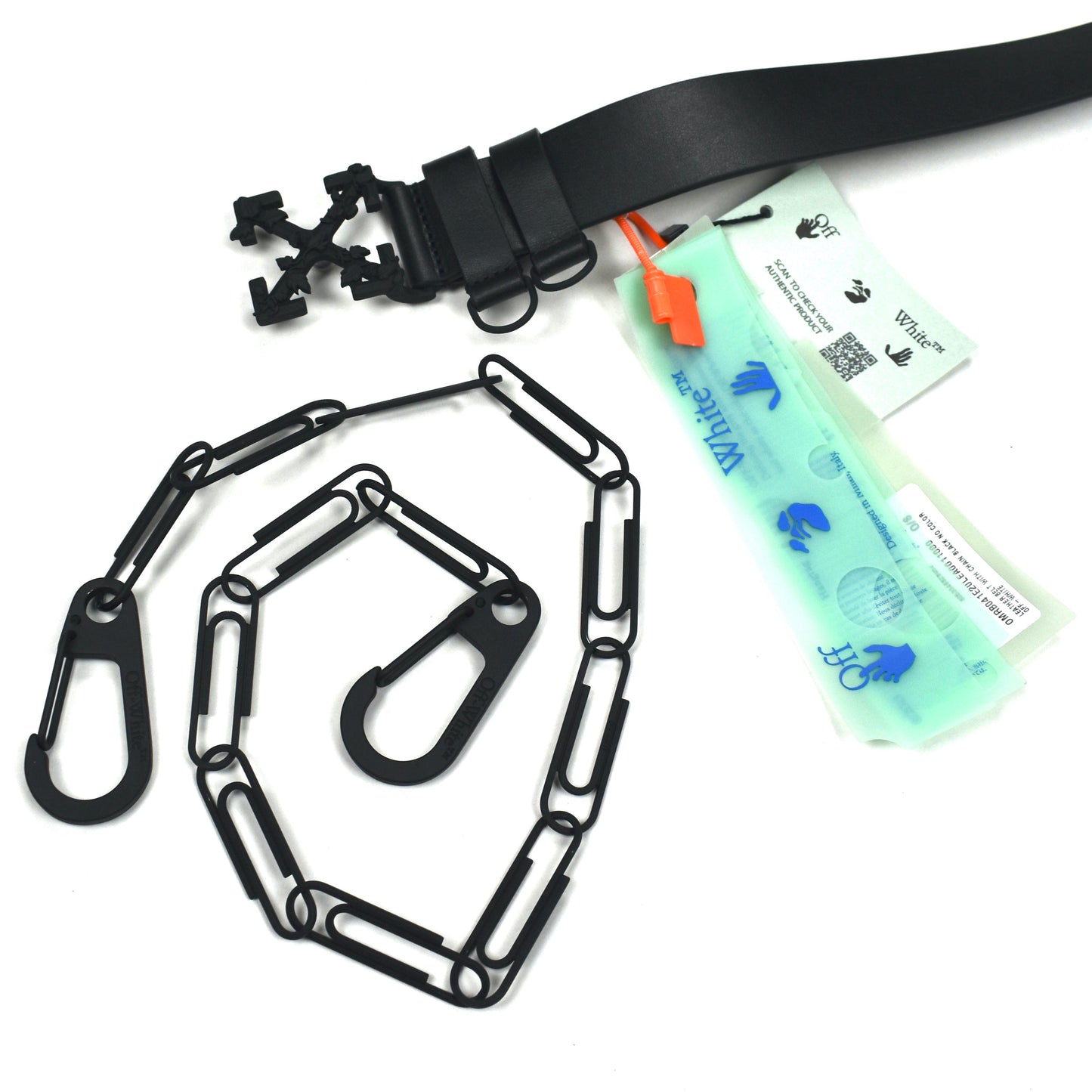 Off-White - Black Arrows Buckle Paperclip Chain Leather Belt