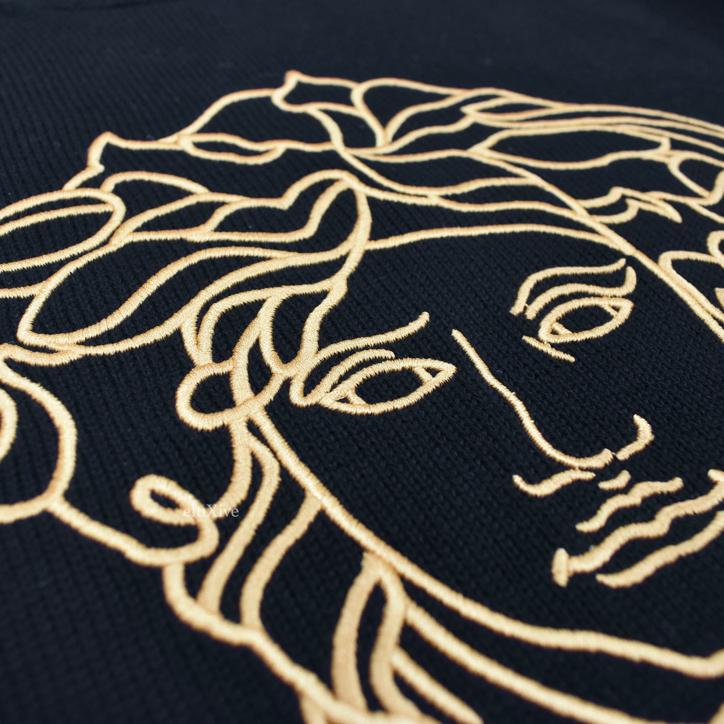 Versace - Gold Medusa Logo Embroidered Wool Sweater (Black)