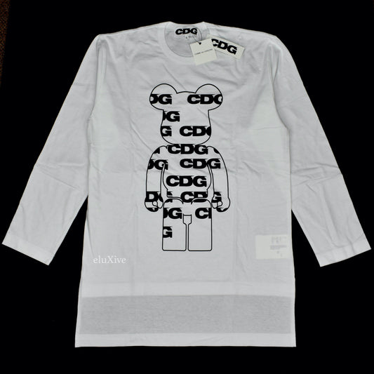 Comme des Garcons x Medicom - CDG Bearbrick Logo L/S T-Shirt (White)