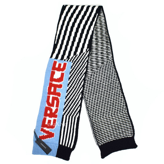 Versace - Logo Knit Striped Wool Scarf