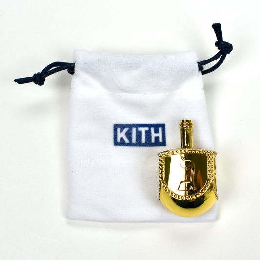 Kith - Gold Metal Logo Engraved Hanukkah Dreidel