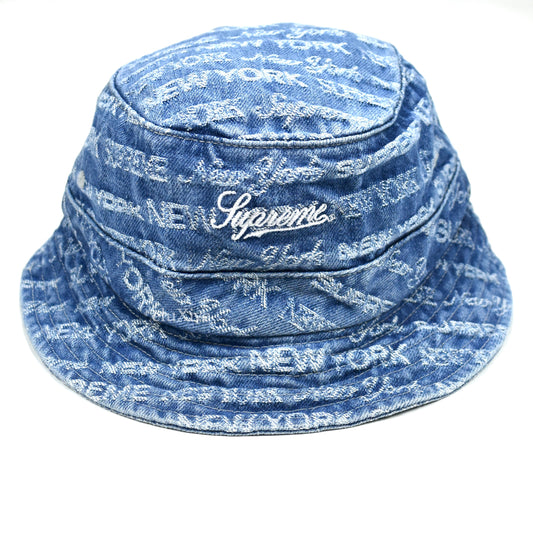 Supreme - Multi Type Jacquard Logo Denim Bucket Hat (Blue)