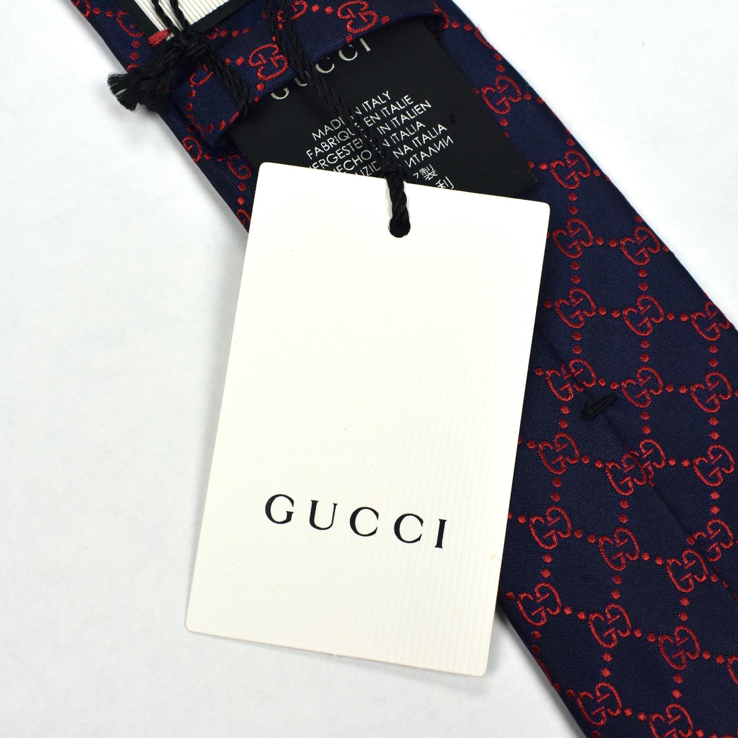 Gucci - Navy / Red GG Monogram Logo Silk Tie