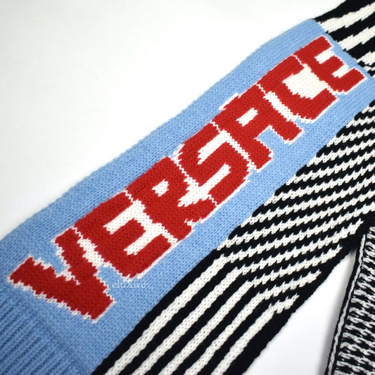 Versace - Logo Knit Striped Wool Scarf