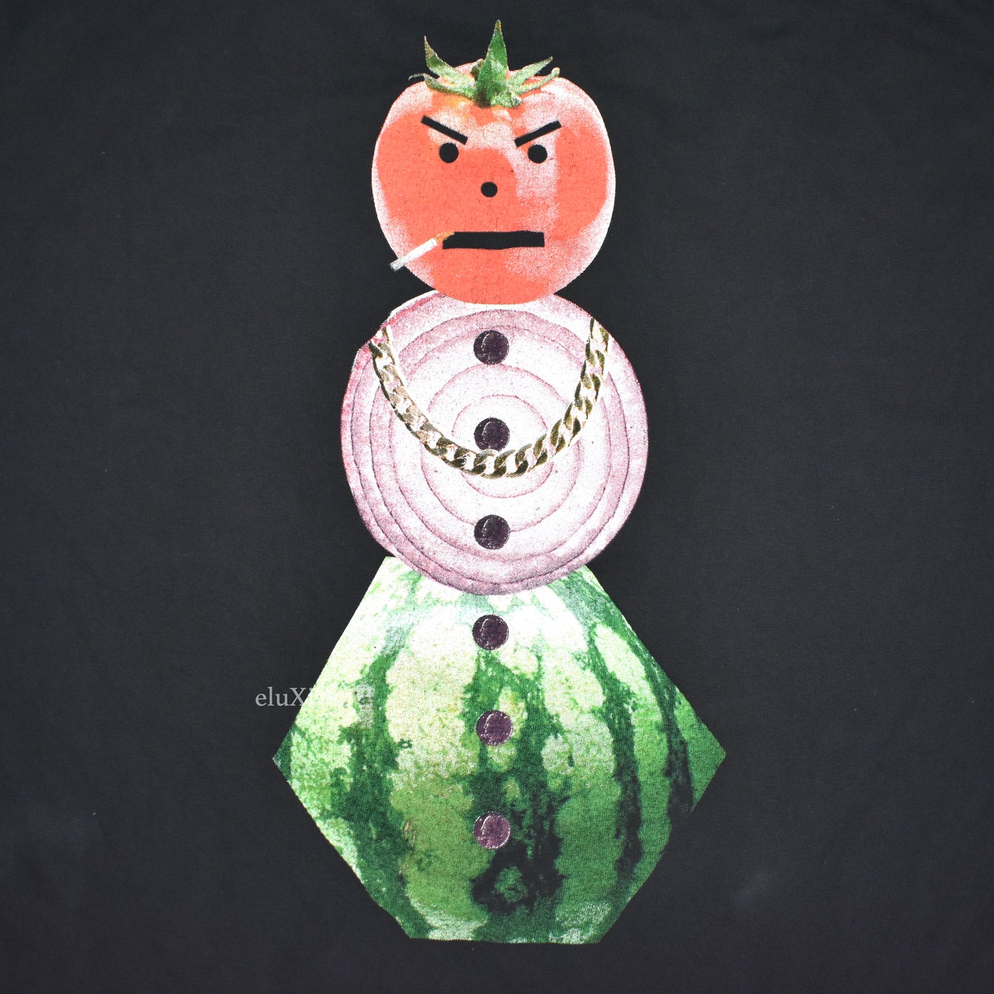 Quartersnacks -  Fruit & Veggie Snackman Print T-Shirt (Black)