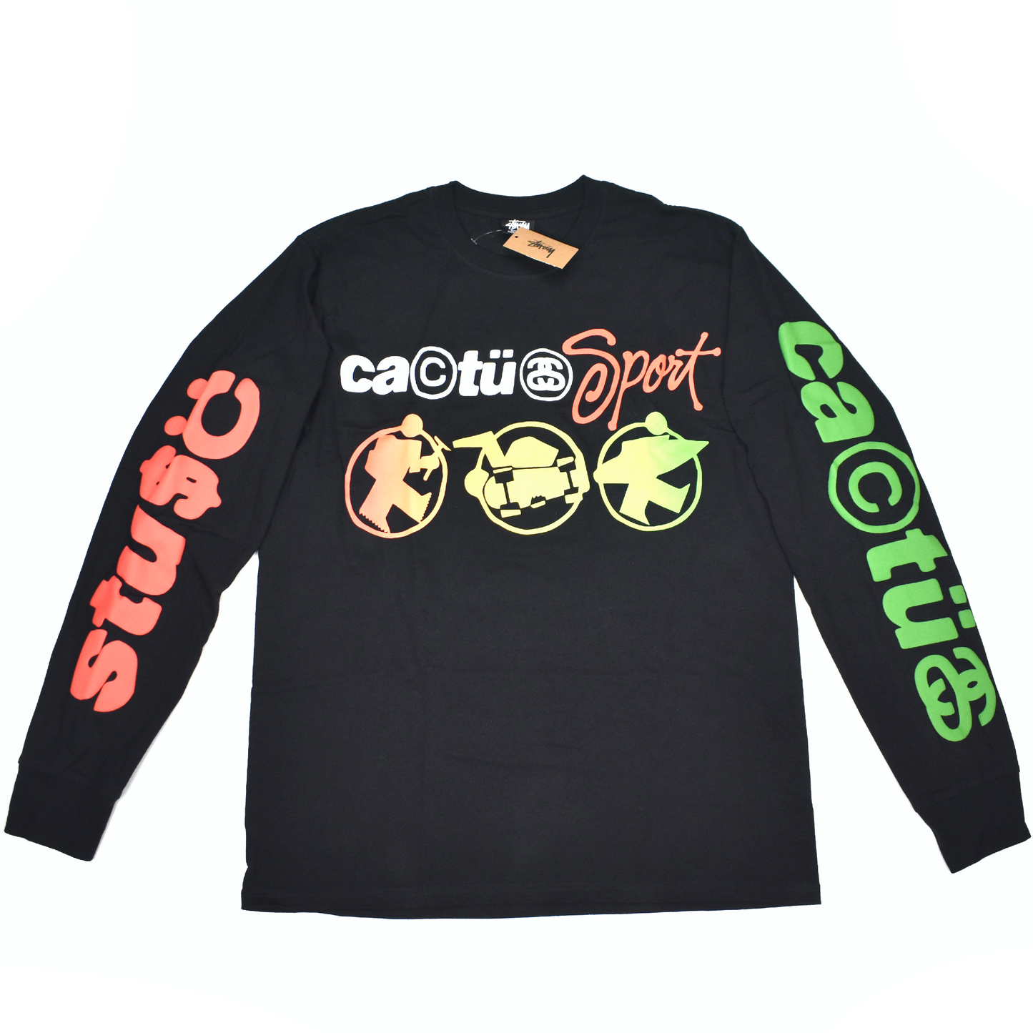 Cactus Plant Flea Market x Stussy - Black CPFM Sport Logo L/S T-Shirt