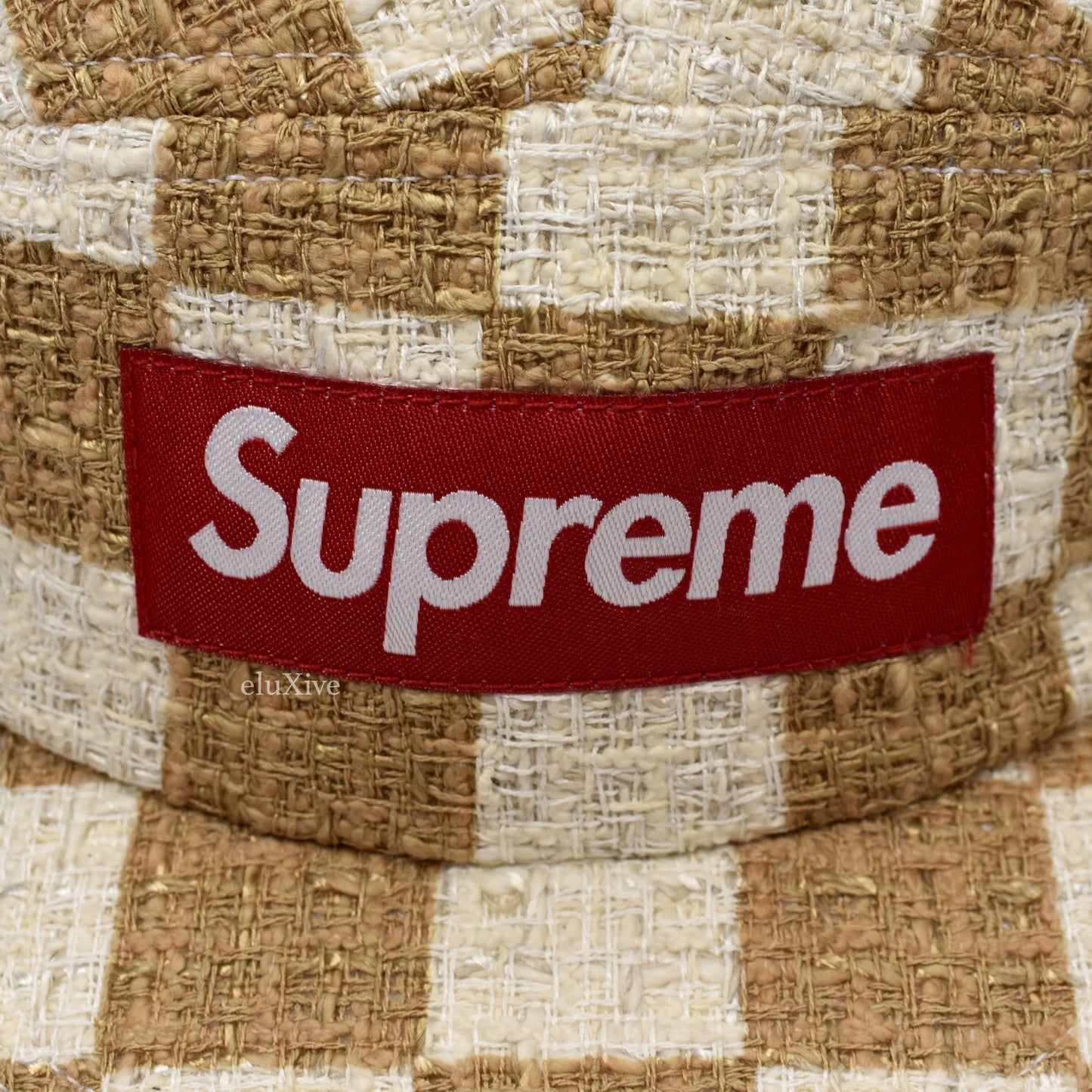 Supreme - Box Logo Tan Checkerboard Boucle Hat