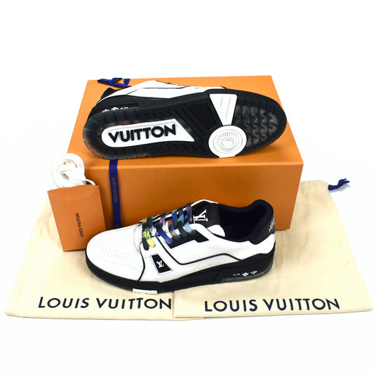 Louis Vuitton - White / Black Leather Trainer Sneakers