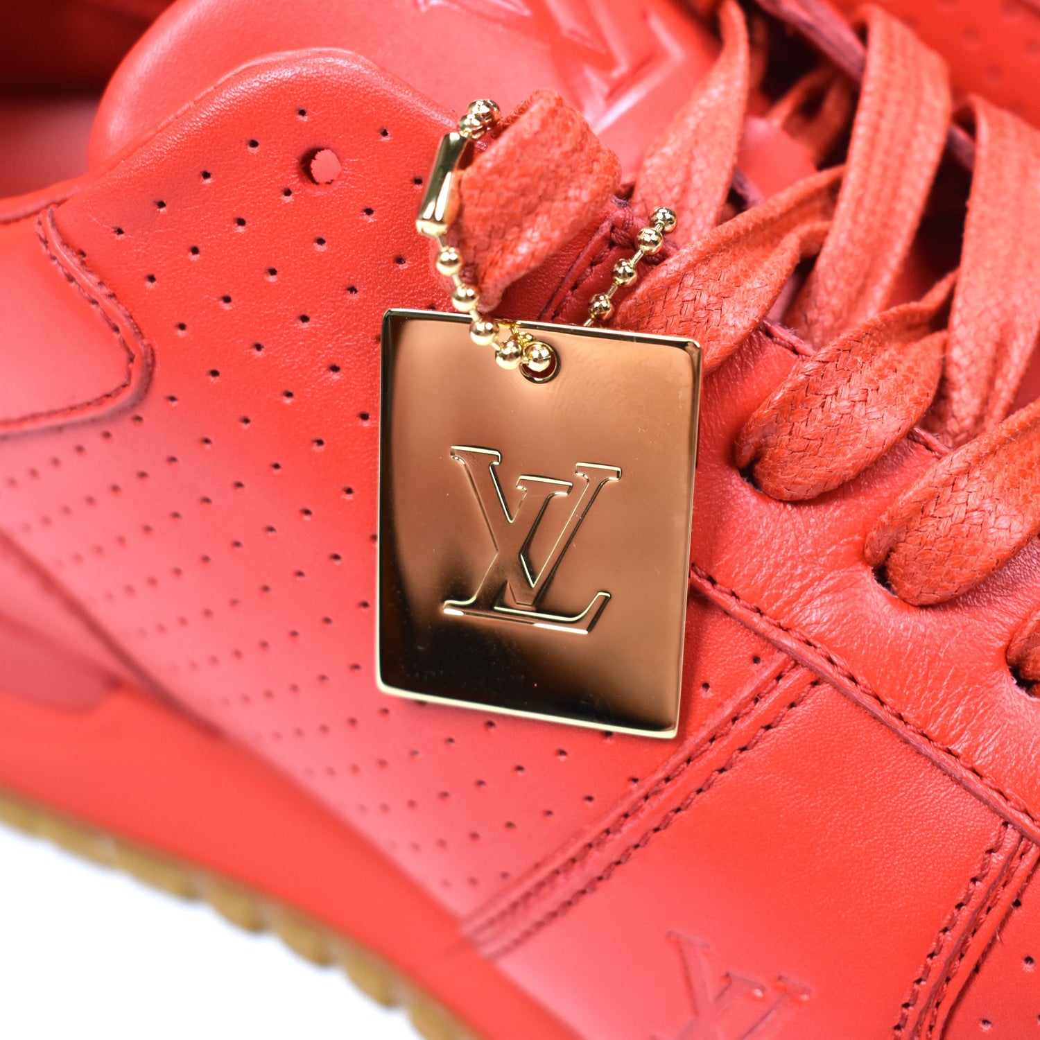 Louis Vuitton x Supreme - Red Leather Run Away Logo Embossed Sneakers –  eluXive