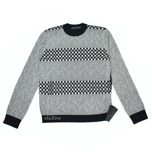 Versace - GV Monogram Logo Jacquard Knit Viscose Sweater
