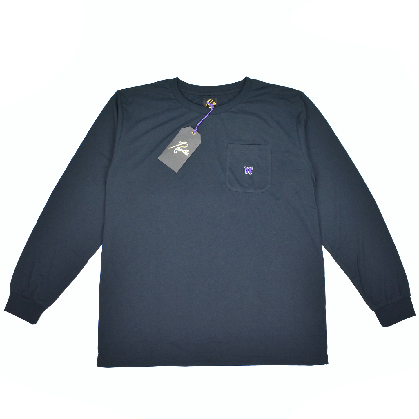 Needles - Navy Blue Logo Embroidered L/S T-Shirt