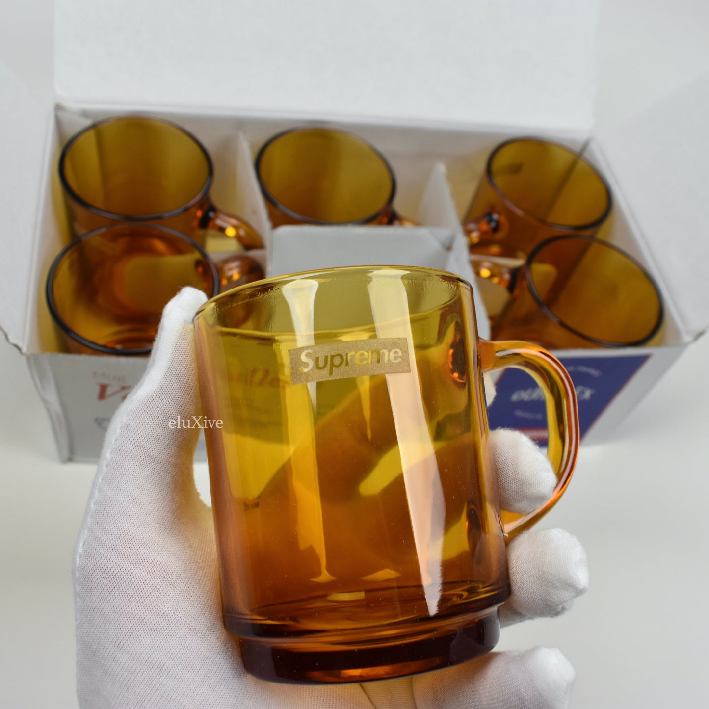 Supreme x Duralex - Amber Box Logo Glass Mugs (Set of 6)