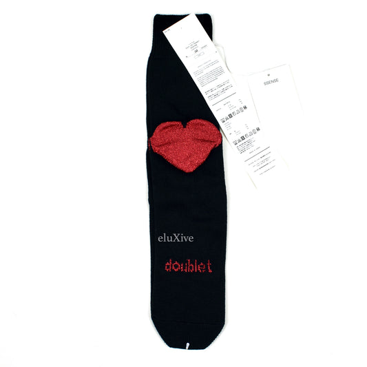 Doublet - Black Pop-Up Heart Knit Socks