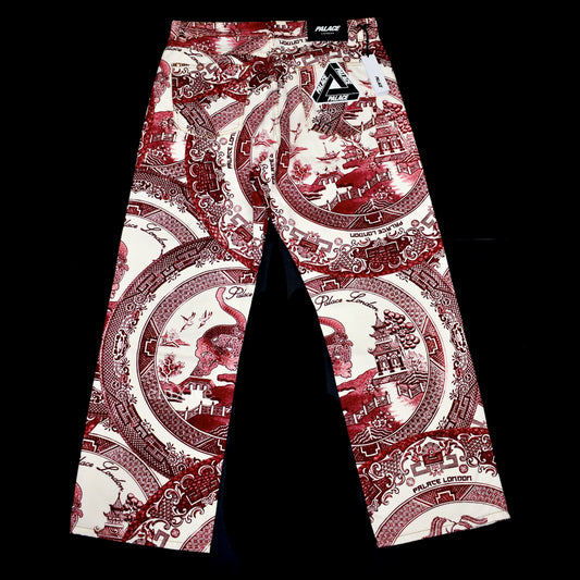 Palace - White / Red China Plate Print Denim Jeans
