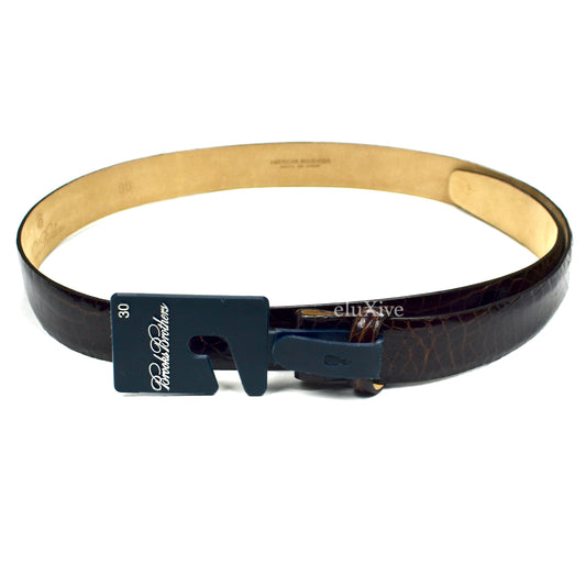Brooks Brothers - Brown Genuine Alligator Exotic Belt Strap