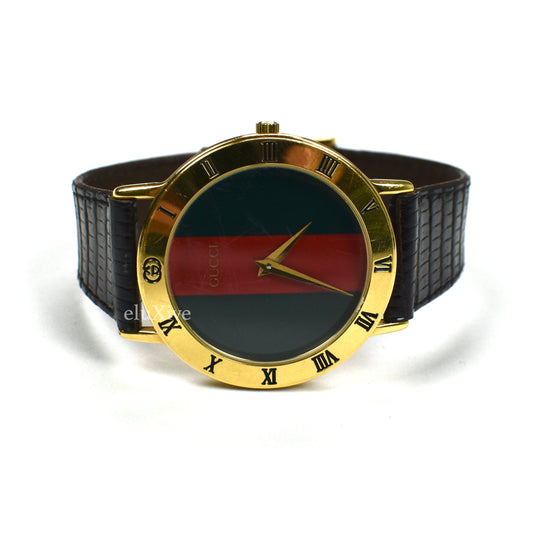 Gucci - 3000M Gold Web Stripe Watch