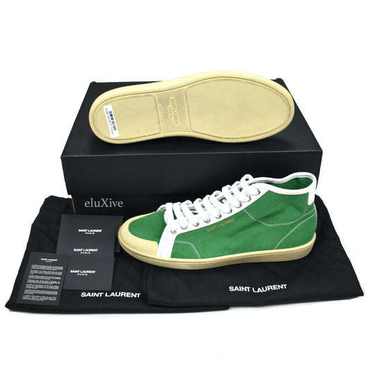 Saint Laurent - Green Canvas SL 39 Mid Top Sneakers