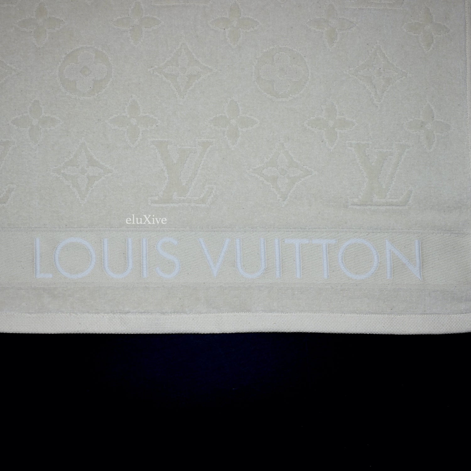 Louis Vuitton Beach Towel Bath Towel Blue White Monogram with Box