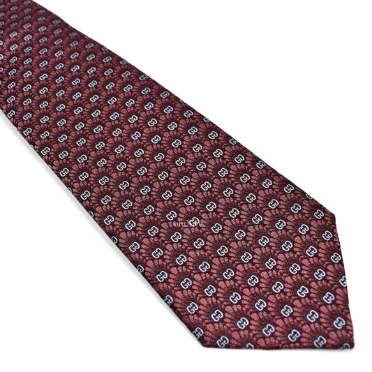 Gucci - Dark Red GG Monogram Logo Silk Tie