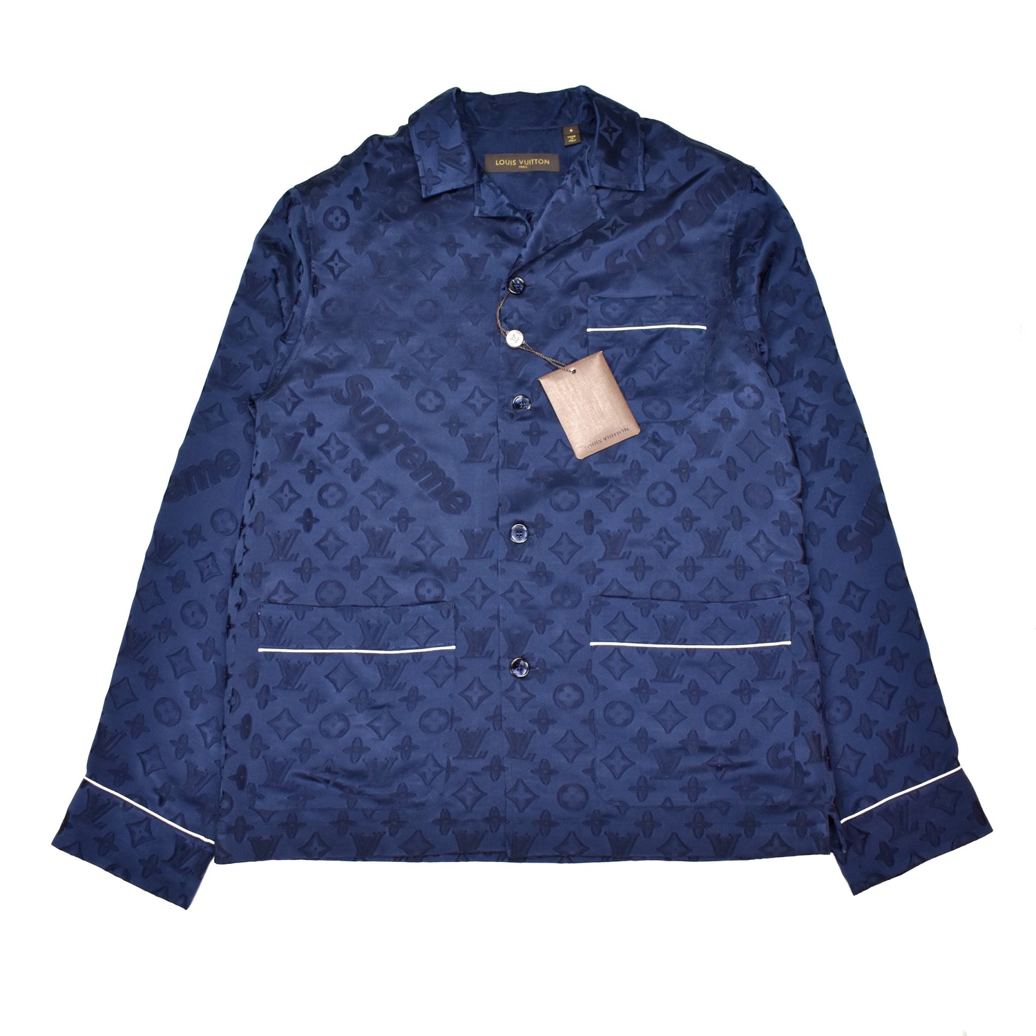 Louis Vuitton x Supreme Jacquard Silk Pajama Shirt | Size L, Apparel