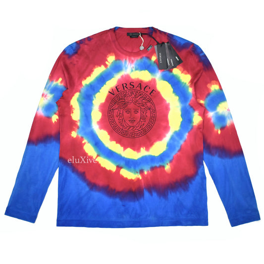 Versace - Tie Dye Medusa Logo L/S T-Shirt