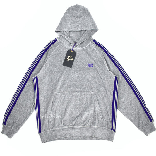 Needles - Gray/Purple Butterfly Logo Velour Hoodie
