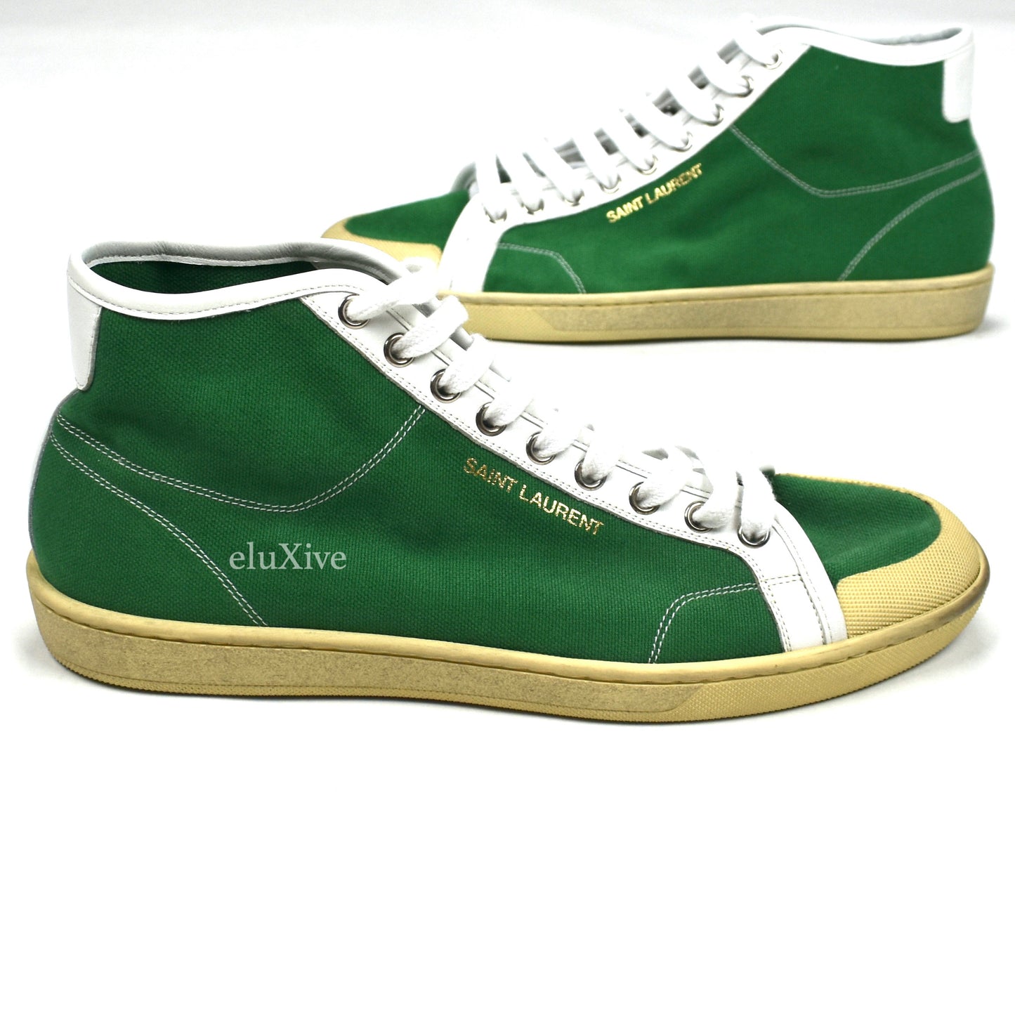 Saint Laurent - Green Canvas SL 39 Mid Top Sneakers