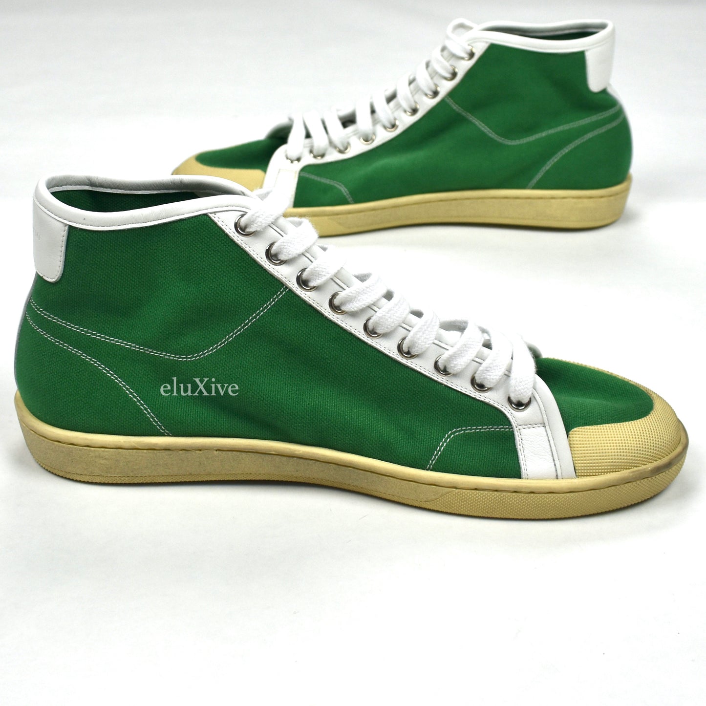 Saint Laurent - Green Canvas SL 39 Mid Top Sneakers