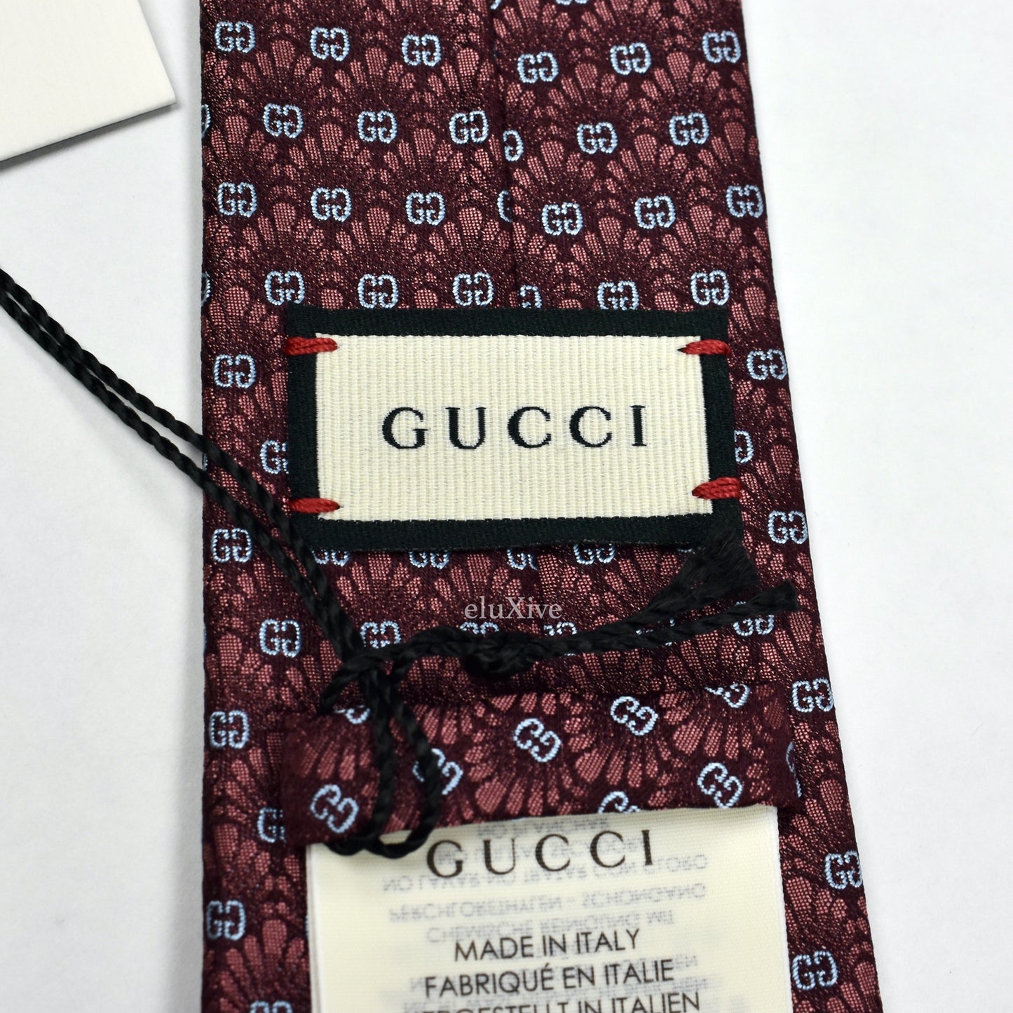 Gucci - Dark Red GG Monogram Logo Silk Tie