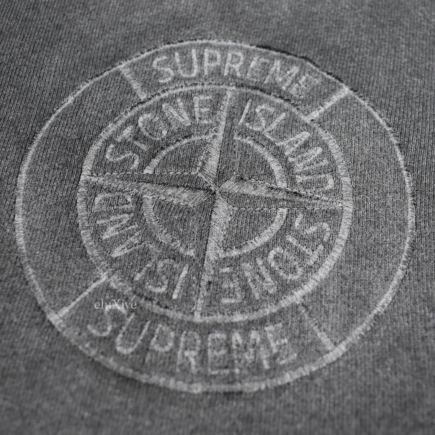 Supreme x Stone Island - Black Logo Embroidered Hoodie