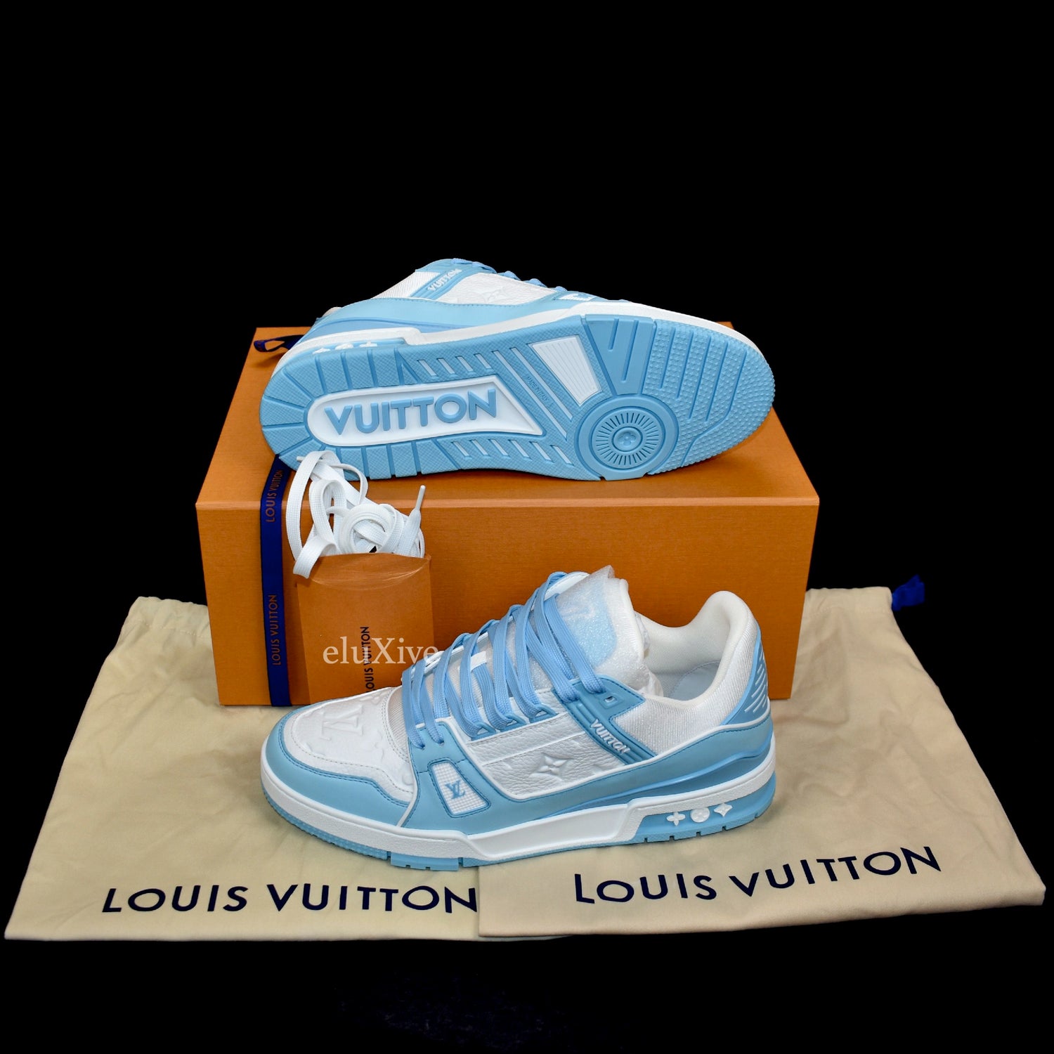 Louis Vuitton Trainers Teal Blue Virgil Rare LV 9 US 11