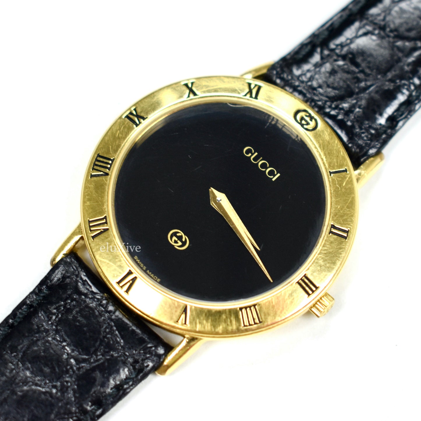 Gucci - 3000M Gold Black GG Dial Watch
