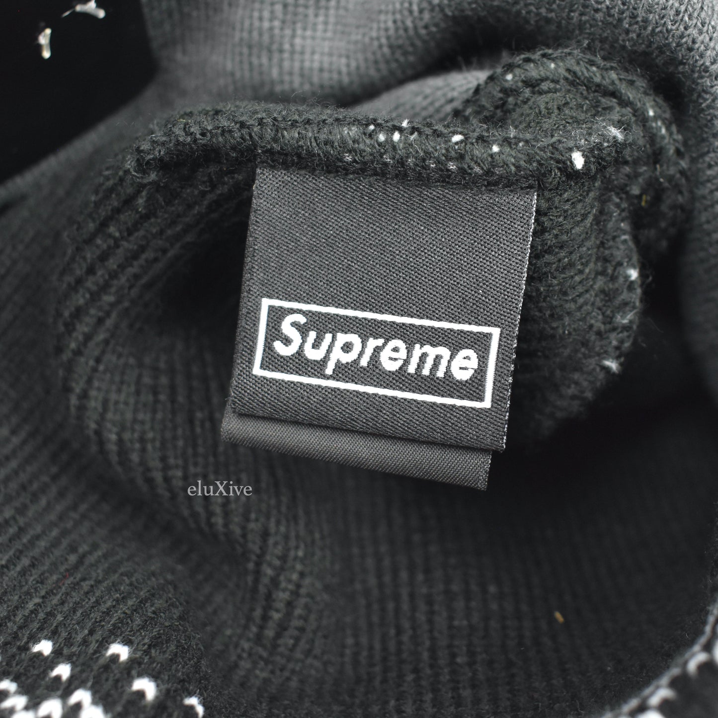 Supreme x New Era - Camo / Fair Isle Knit Split Beanie (Black)