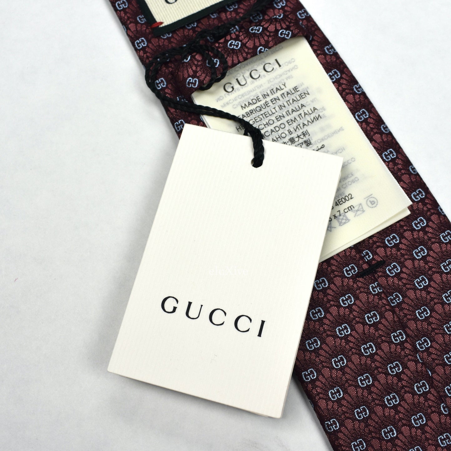 Gucci - Dark Red GG Monogram Logo Silk Tie