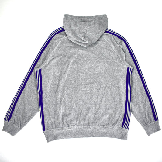 Needles - Gray/Purple Butterfly Logo Velour Hoodie
