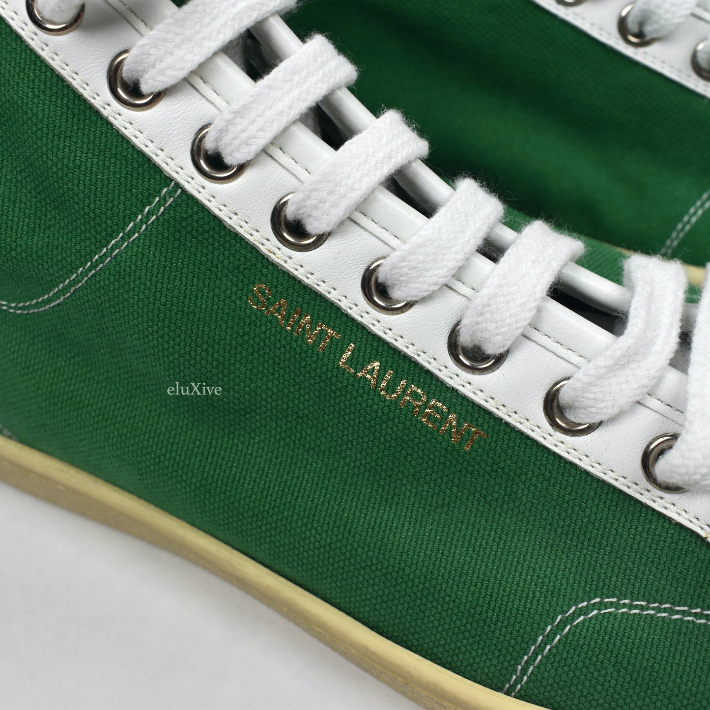 Saint Laurent - Green Canvas SL 39 Mid Top Sneakers