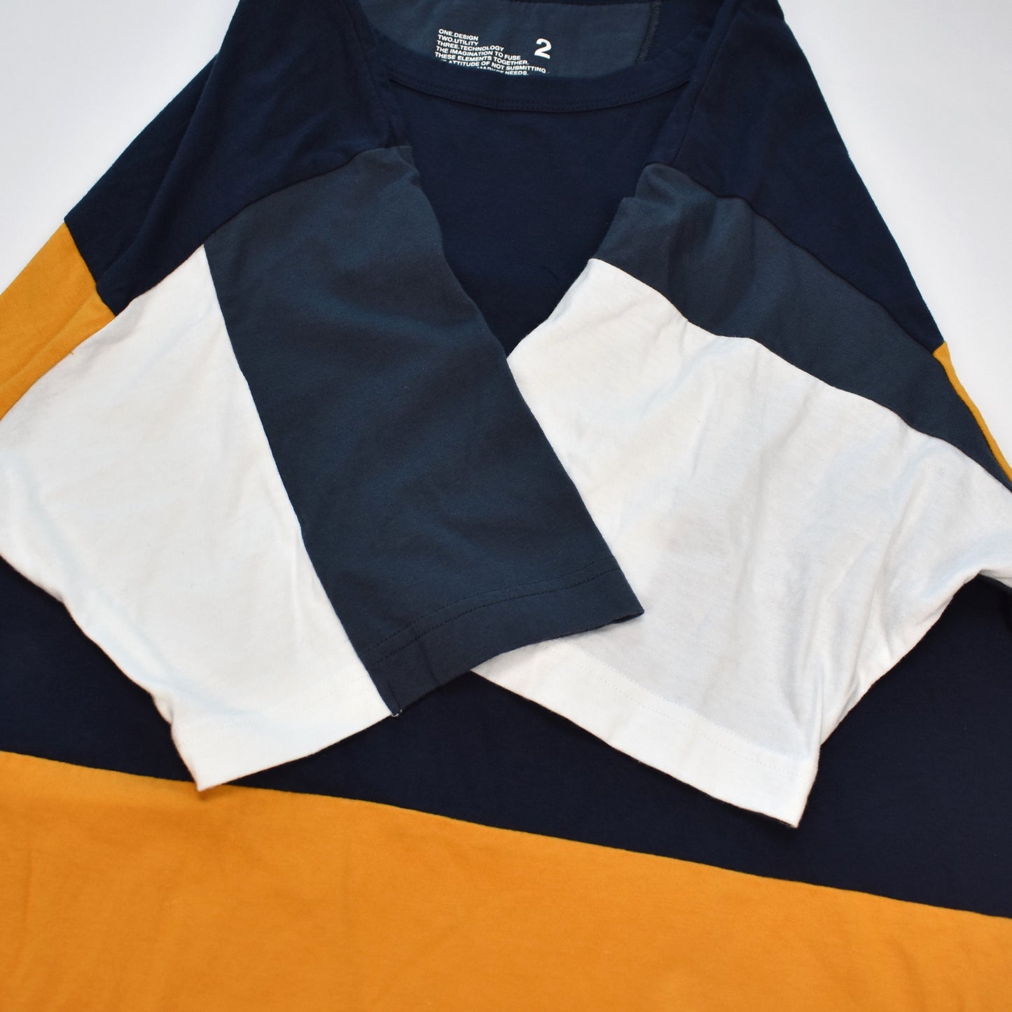 White Mountaineering - Navy & Orange Color Block T-Shirt