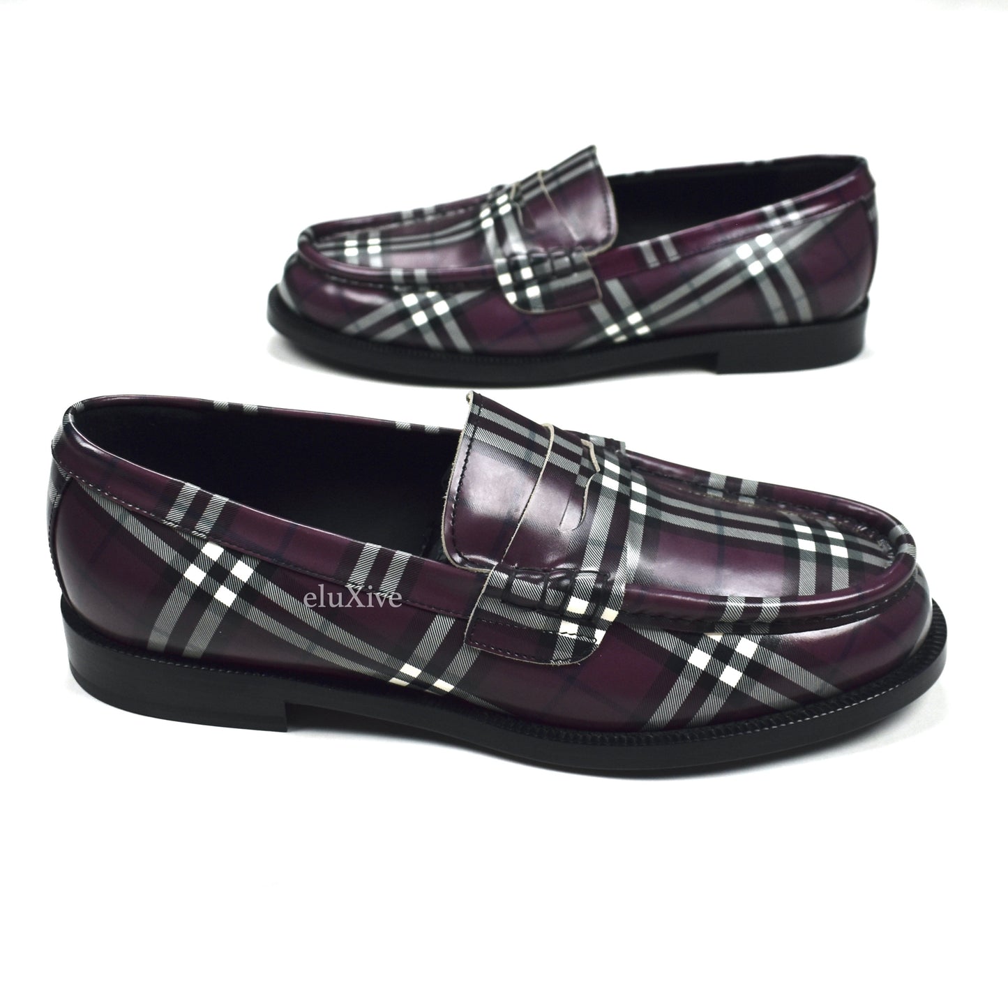 Burberry x Gosha Rubchinskiy - Claret Check Leather Penny Loafers